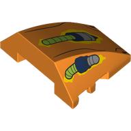 Деталь LEGO Wedge Curved 4 x 3 No Studs with Silver/Lime Hoses, Black Lines print, Оранжевый