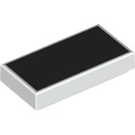 Деталь LEGO Tile 1 x 2 with Black Full Surface print, Белый