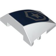 Wedge Curved 4 x 3 No Studs with Silver Police Badge on Dark Blue Background print