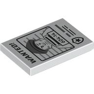 Деталь LEGO Tile 2 x 3 with Wanted Poster, '604-14' print, Белый