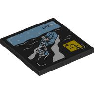 Деталь LEGO Tile 4 x 4 with Rubber Raft Rescue print, Черный