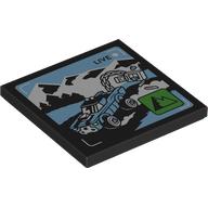 Деталь LEGO Tile 4 x 4 with Truck Pulling Bank Safe print, Черный