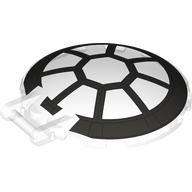 Деталь LEGO Dish 6 x 6 Inverted - No Studs with Handle with SW 8 Spoke Radial Cockpit Print, Прозрачный бесцветный