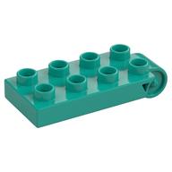 Деталь LEGO PLATE 2X4 W. B CONNECTOR TOP, Темно-бирюзовый