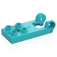 Деталь LEGO Duplo Plate 2 x 3 with 4 Studs and Reinforced Hinge, Средне-лазурный