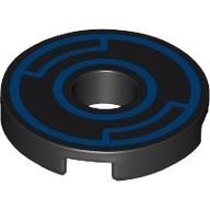 Деталь LEGO Tile Round 2 x 2 with Hole with Blue Circles print, Черный