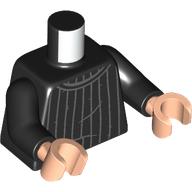 Деталь LEGO Torso, Black Arms, Light Nougat Hands with print, Черный