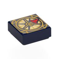 Деталь LEGO Tile 1 x 1 with Gold Compass, Red Arrow print, Темно-синий