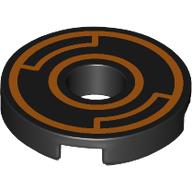 Деталь LEGO Tile Round 2 x 2 with Hole with Orange Circles print, Черный