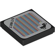 Деталь LEGO Tile 2 x 2 with 'START', Tri-Speeder and Barcode Print (Sticker), Черный