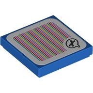 Деталь LEGO Tile 2 x 2 with Spanner in Speech Bubble and Barcode Print (Sticker), Голубой