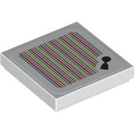 Деталь LEGO Tile 2 x 2 with Horn and Barcode Print (Sticker), Белый