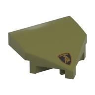 Деталь LEGO Slope Curved 2 x 2 with Stud Notches with Lamborghini Bull print, Оливковый