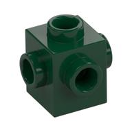 Деталь LEGO Кирпичик специальный 1 x 1, со штырьками на 4 сторонах, Темно-зеленый