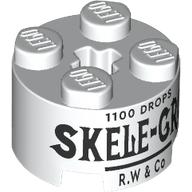Деталь LEGO Brick Round 2 x 2 with 'SKELE-GRO' print, Белый