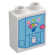 Деталь LEGO Duplo Brick 1 x 2 x 2 with Soft Serve Machine print, Белый