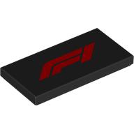 Деталь LEGO Tile 2 x 4 with Red F1 Logo print, Черный