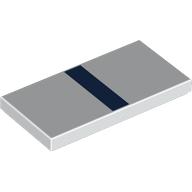 Деталь LEGO Tile 2 x 4 with Dark Blue Stripe print, Белый