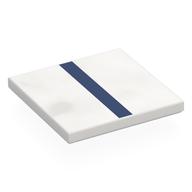 Деталь LEGO Tile 4 x 4 with Dark Blue Stripe print, Белый