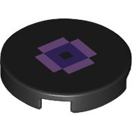 Tile Round 2 x 2 with Pixelated Lavender/Dark Purple Eye print