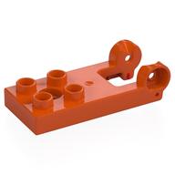 Деталь LEGO Duplo Plate 2 x 3 with 4 Studs and Reinforced Hinge, Красно-оранжевый