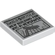 Деталь LEGO Tile 2 x 2 with Newspaper Daily Bugle 'NEW BUILDING FOR NYC #1 NEWSPAPER' print, Белый