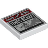 Деталь LEGO Tile 2 x 2 with Newspaper Daily Bugle 'TIMES SCARE!' print, Белый