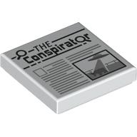Деталь LEGO Tile 2 x 2 with Newspaper The Conspirator print, Белый