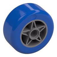 Деталь LEGO Wheel 30 x 20 with Blue Tire Pattern, Матовый серебристый