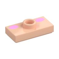 Деталь LEGO Plate Special 1 x 2 with 1 Stud (Jumper) with Dark Pink Ovals/Cheeks print, Светлый телесный