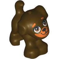 Деталь LEGO Animal, Dog, Small Standing with Medium Nougat Face, Eyebrows print, Темно-коричневый