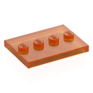 Деталь LEGO Плитка специальная 4 x 3, с 4 штырьками по центру, Прозрачный оранжевый