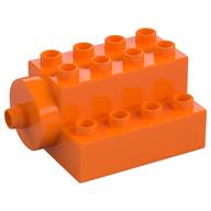 Деталь LEGO BRICK 4X4X2, W/ HOR. ROTATION SNAP, Оранжевый