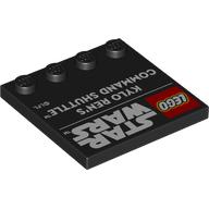 Деталь LEGO Plate Special 4 x 4 with Studs on One Edge with 'LEGO STAR WARS KYLO REN'S COOMAND SHUTTLE' print, Черный
