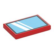 Деталь LEGO Tile 2 x 3 with Medium Blue Window/Windscreen print, Красный