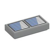 Деталь LEGO Tile 1 x 2 with Black Grill, Medium Blue/White Shine print, Светлый сине-серый