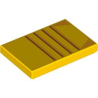 Деталь LEGO Tile 2 x 3 with Reddish Brown/Dark Orange Stripes / Radiator print, Желтый