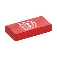 Деталь LEGO Tile 1 x 2 with White Autotron Symbol print, Красный