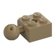 Деталь LEGO Technic Brick Modified 2 x 2 with Ball and Axle Hole, with 6 Holes in Ball, Темно-песочный
