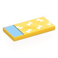 Деталь LEGO Tile 2 x 4 with Bed, White Bones Blanket, Light Aqua Pillow print, Желтый