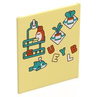 Деталь LEGO Glass for Frame 1 x 6 x 6 with White Windows print, Ярко-светло-желтый