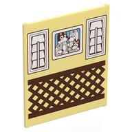 Деталь LEGO Glass for Frame 1 x 6 x 6 with White 3-Pane Window / Window, Mirror, Toilet Brush print, Ярко-светло-желтый