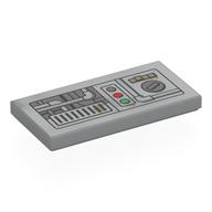 Деталь LEGO Tile 2 x 4 with Control Panel print, Светлый сине-серый