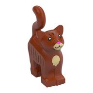 Деталь LEGO Cat Standing New Style with Light Bluish Grey Muzzle and Pink Gray Nose and Mouth Print, Темно-оранжевый