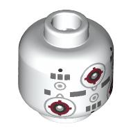 Деталь LEGO Minifig Head Marksman-H Training Remote Droid, Light Bluish Grey Circles with Dark Red Cross Hairs, Dark Bluish Grey Rectangles, Белый