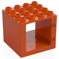 Деталь LEGO Коробка 4 x 4 x 3, Красно-оранжевый