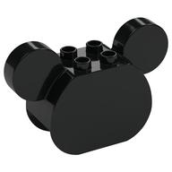 Деталь LEGO Duplo Brick 2 x 4 x 2 Rounded Ends and Mouse Ears [Plain], Черный