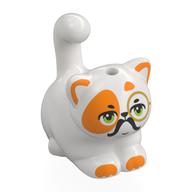 Animal, Cat, Chubby with Olive Green Eyes, Orange Fur, Black Mustache print