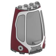 Деталь LEGO Windscreen 3 x 6 x 6 with Dark Red Fuselage, White Cockpit print, Прозрачный черный