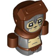 Деталь LEGO Babu Frik, Reddish Brown Hood, Belt, Hands, Темный сине-серый